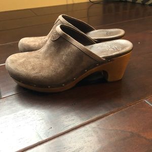 UGG Brown Suede Clogs genuine sheepskin leather